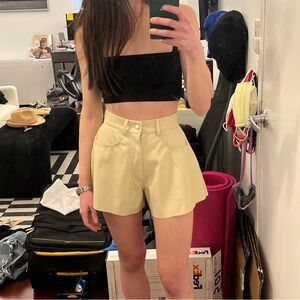Beige WeWoreWhat faux leather shorts